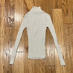 Anine Bing Cream Ribbed Long Sleeve Top